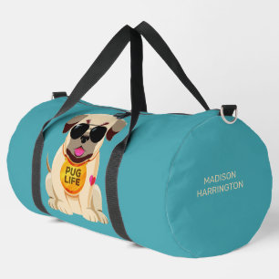 Pug Life custom name & colour Duffle Bag