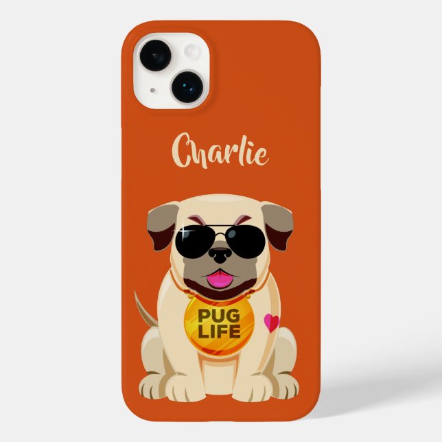 Pug Life custom name & colour phone cases (Back)