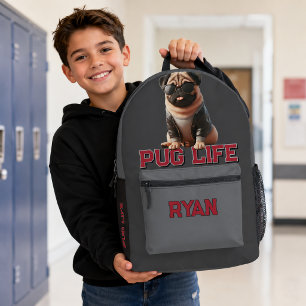 Pug Life Cute Dog Printed Backpack