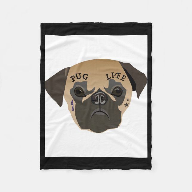 Pug Life Cute Pug Lover Gift Fleece Blanket (Front)