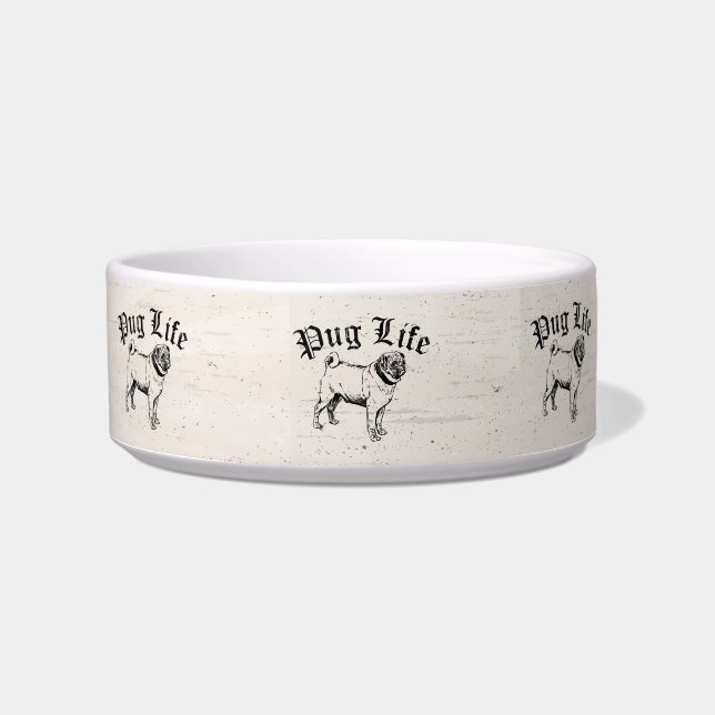 Pug Life Funny Dog Gangster Bowl (Front)