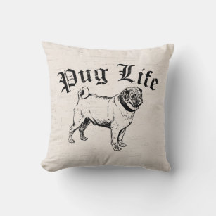 Pug Life Funny Dog Gangster Cushion