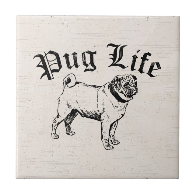 Pug Life Funny Dog Gangster Tile (Front)