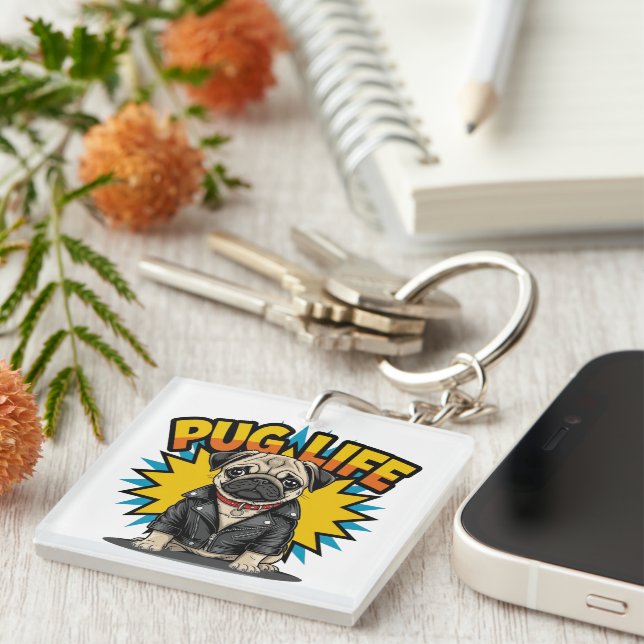 Pug Life Key Ring (Front Right)