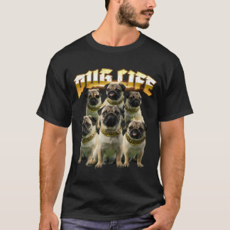 Pug Life - Retro 90s Hip-Hop Canine Crew Bootleg V T-Shirt