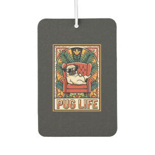 Pug Life Retro Folk Art Dog Car Air Freshener