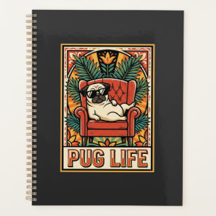 Pug Life Retro Folk Art Dog Planner