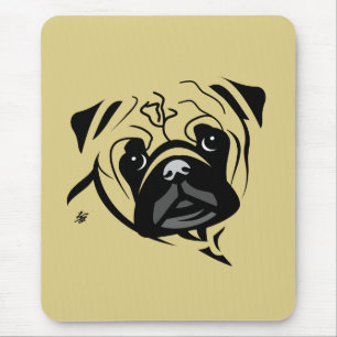 Pug Line Portrait Mouse Pad