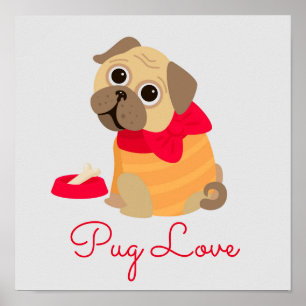 Pug Love cute pug dog Poster