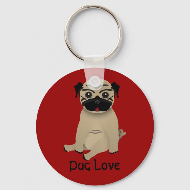 Pug Love keychain (Front)