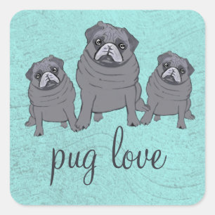 Pug Love Square Sticker