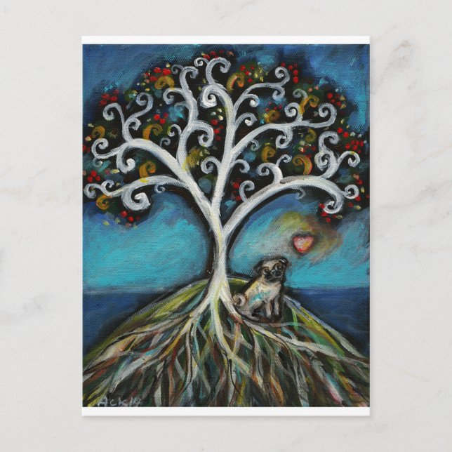 Pug Love Tree of Life Postcard (Front)