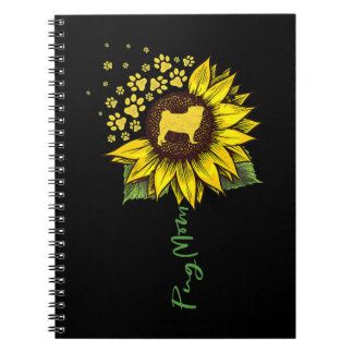 Pug Lover Dog Mom Sunflower Pug Lover Dog Mom Mama Notebook