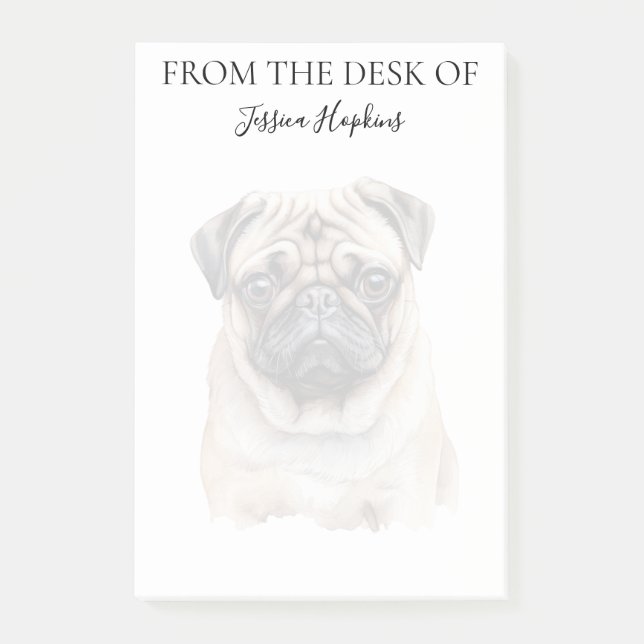 Pug Lover Monogrammed Dog Post-it Notes (Front)