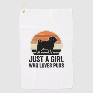 Pug Lover Vintage Just A Girl Dog Shirt Design_1 Golf Towel