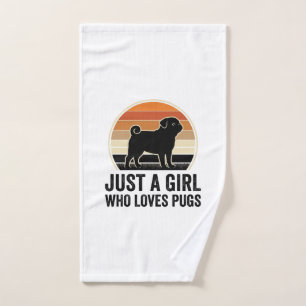 Pug Lover Vintage Just A Girl Dog Shirt Design_1 Hand Towel