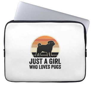 Pug Lover Vintage Just A Girl Dog Shirt Design_1 Laptop Sleeve