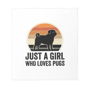 Pug Lover Vintage Just A Girl Dog Shirt Design_1 Notepad