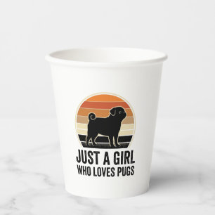Pug Lover Vintage Just A Girl Dog Shirt Design_1 Paper Cups