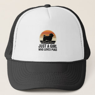 Pug Lover Vintage Just A Girl Dog Shirt Design_1 Trucker Hat