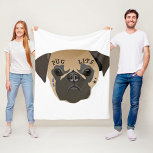 Pug Lovers Cute Pug Life Fleece Blanket