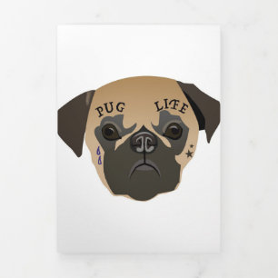 Pug Lovers   Cute Pug Life Tri-Fold Announcement
