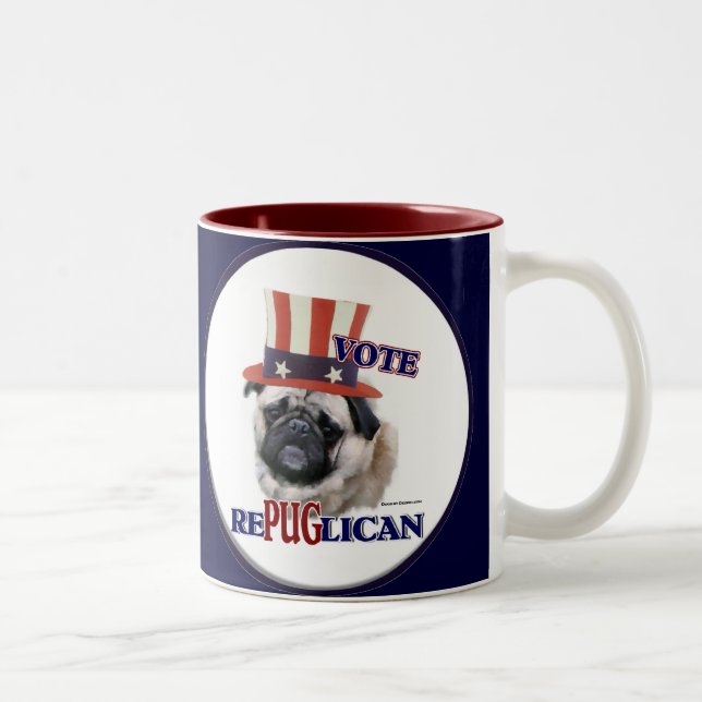 Pug Lovers Gifts Two-Tone Coffee Mug (Right)