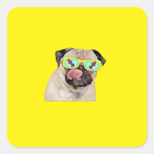 Pug loving fire hydrant   square sticker