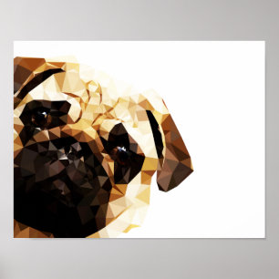 Pug Low Poly Art Poster