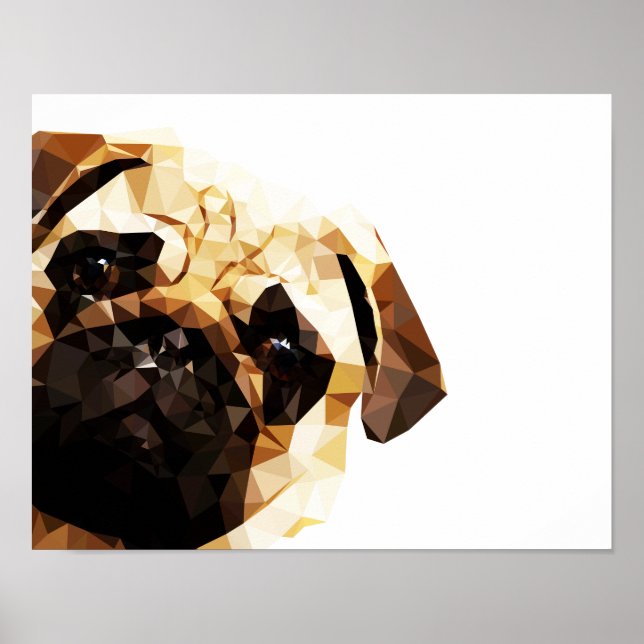 Pug Low Poly Art Poster (Front)
