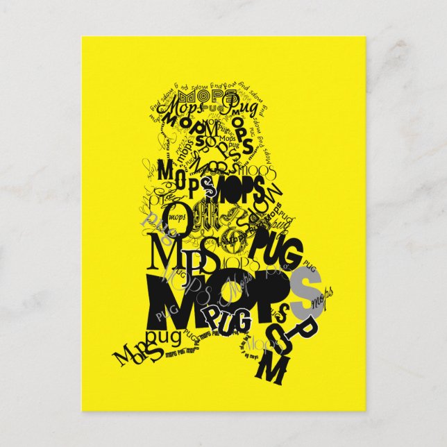 Pug made of Type Postcard (Front)