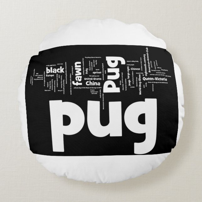 pug mashup.png round cushion (Front)