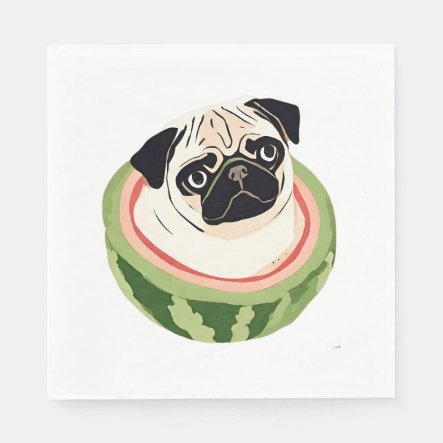 Pug Melon Classic T-Shirt Napkin (Front)