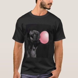 Pug Meme Blowing Chewing Gum Pink T-Shirt