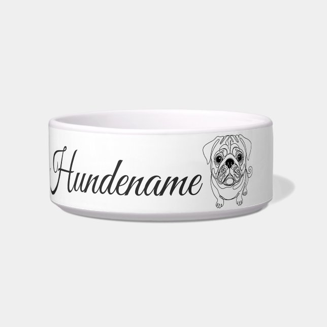Pug Minimalist Line Art personalized bowl (Front)