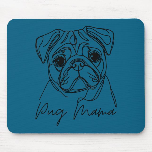 Pug Mom Artistic Dog Pug Line Mama Mouse Pad (Front)
