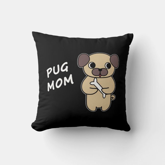 PUG MOM - Black Cushion (Front)