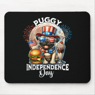 Pug Moon Independence Day Pug Mouse Pad