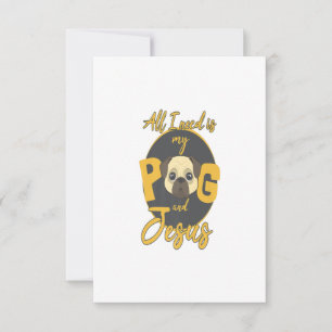 Pug Mum Dad Christian Jesus Dog Lover Pugs Gift RSVP Card