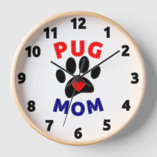 Pug Mum Dog Mum Drawing Clock