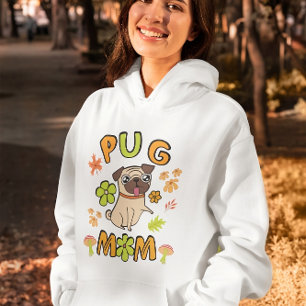 Pug Mum, Fall colours, falling leaves & flowers Hoodie