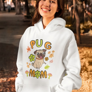 Pug Mum, Fall colours, falling leaves & flowers Hoodie