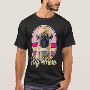 Pug Mum Outfit Costume Puppy Dog Retro Mother Ragl T-Shirt