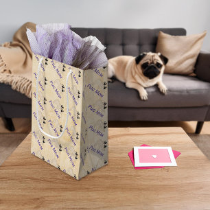 Pug Mum Pair of Fawn Pug Dogs Pattern Small Gift Bag