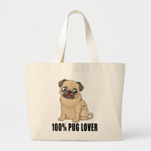 Pug Mum Puppy Dog Dad Puppies Dogs Lover Fur Mama Large Tote Bag