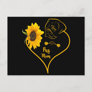 Pug Mum With Sunflower Pug Lovers Mothers Day Postcard