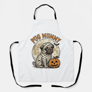 Pug Mummy Halloween Vintage Dog Shirt Design_1 Apron