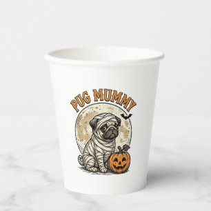 Pug Mummy Halloween Vintage Dog Shirt Design_1 Paper Cups