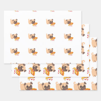 Pug n Pizza Wrapping Paper Sheet Set