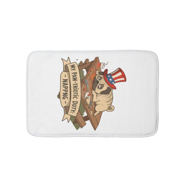 Pug Napping  Bath Mat (Front)
